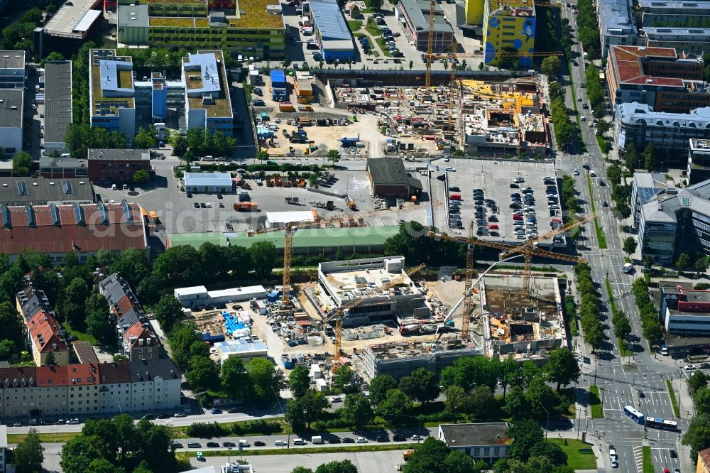Aerial image München - New construction site of the school building on Boschetsrieder Strasse corner Aidenbachstrasse in the district Obersendling in Munich in the state Bavaria, Germany