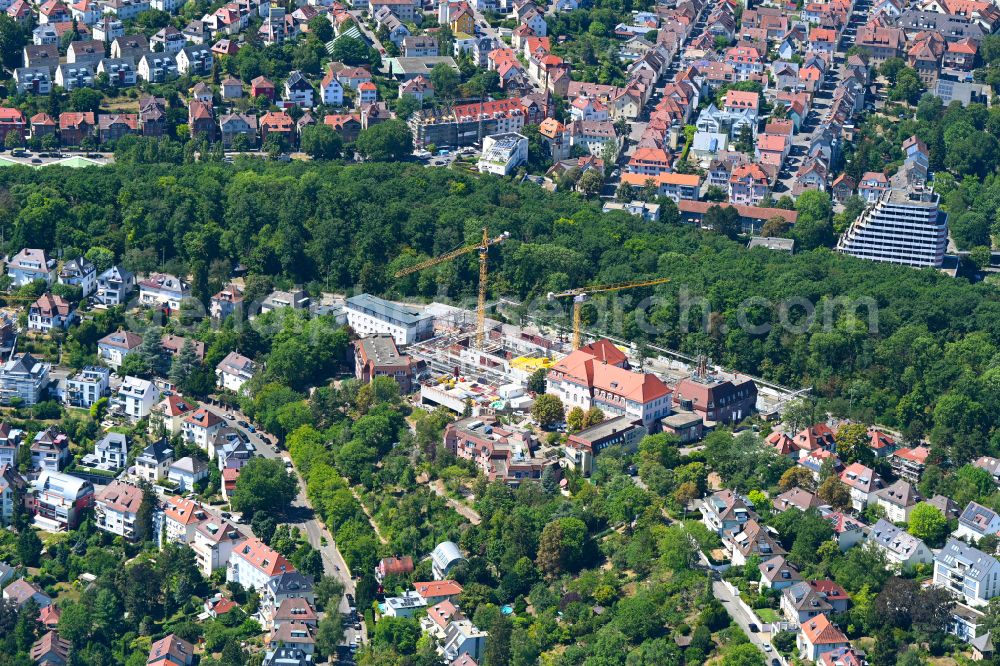 Aerial image Stuttgart - New construction site of the school building on the Campus Kraeherwald in the district Kraeherwald in Stuttgart in the state Baden-Wuerttemberg, Germany