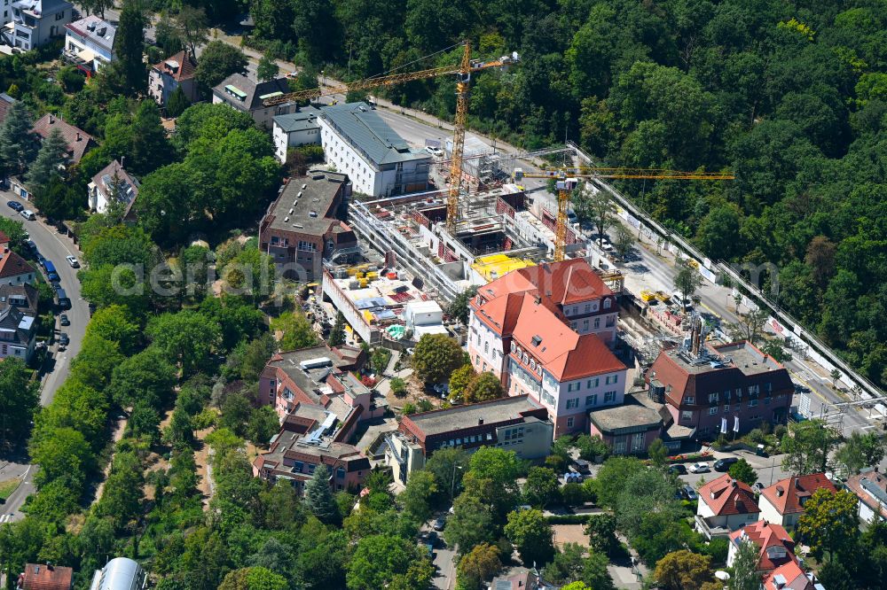 Stuttgart from above - New construction site of the school building on the Campus Kraeherwald in the district Kraeherwald in Stuttgart in the state Baden-Wuerttemberg, Germany