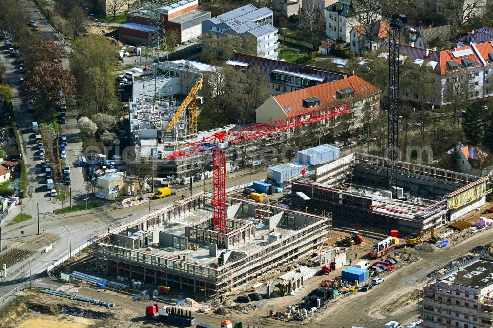 Berlin from above - New construction site of the school building on Ehrlichstrasse - Adolf-Wehrmuth-Allee in the district Karlshorst in Berlin, Germany