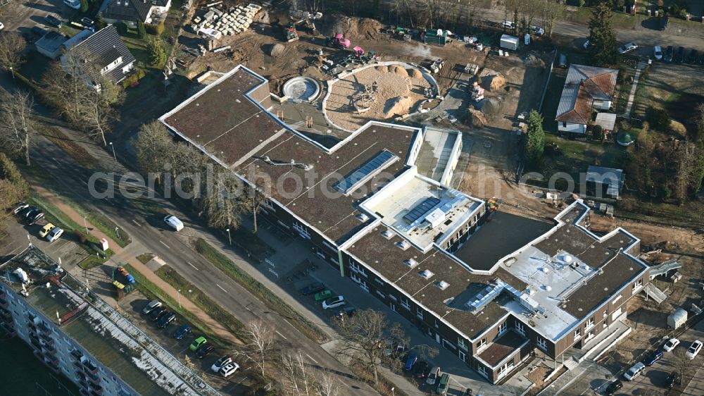 Aerial image Bernau - New construction site of the school building Evangelischen Grundschule on street Ladeburger Chaussee in Bernau in the state Brandenburg, Germany