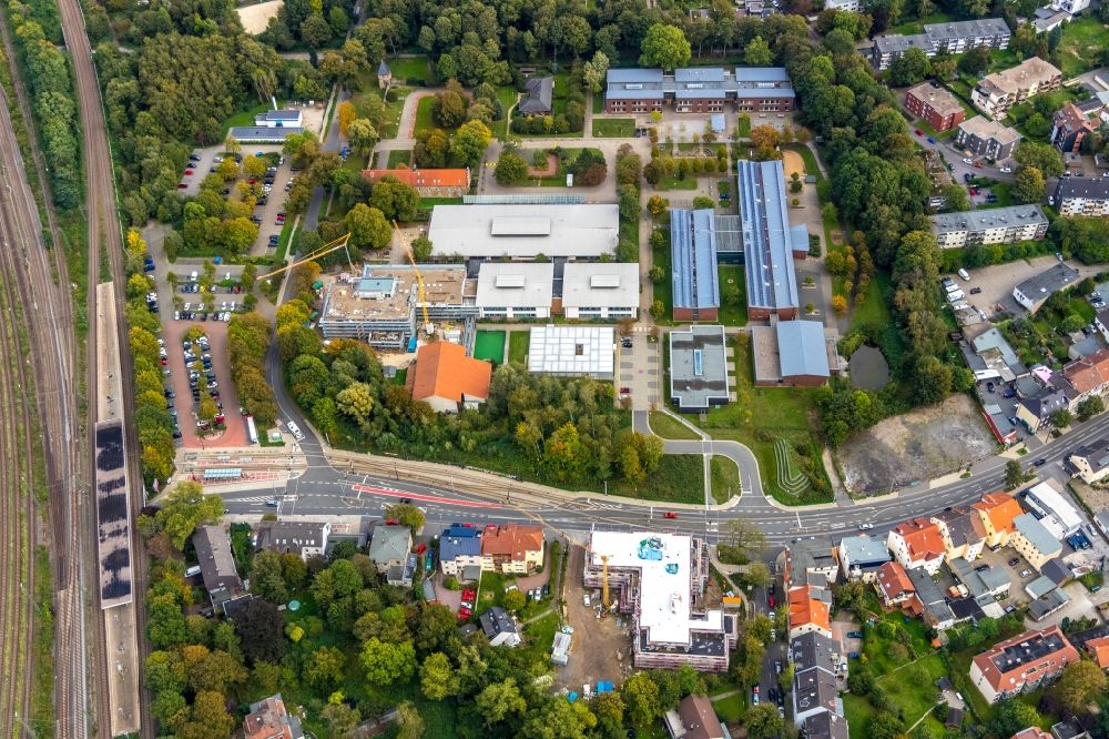 Aerial image Bochum - New construction site of the school building of special school Schule am Haus Langendreer in Bochum in the state North Rhine-Westphalia, Germany