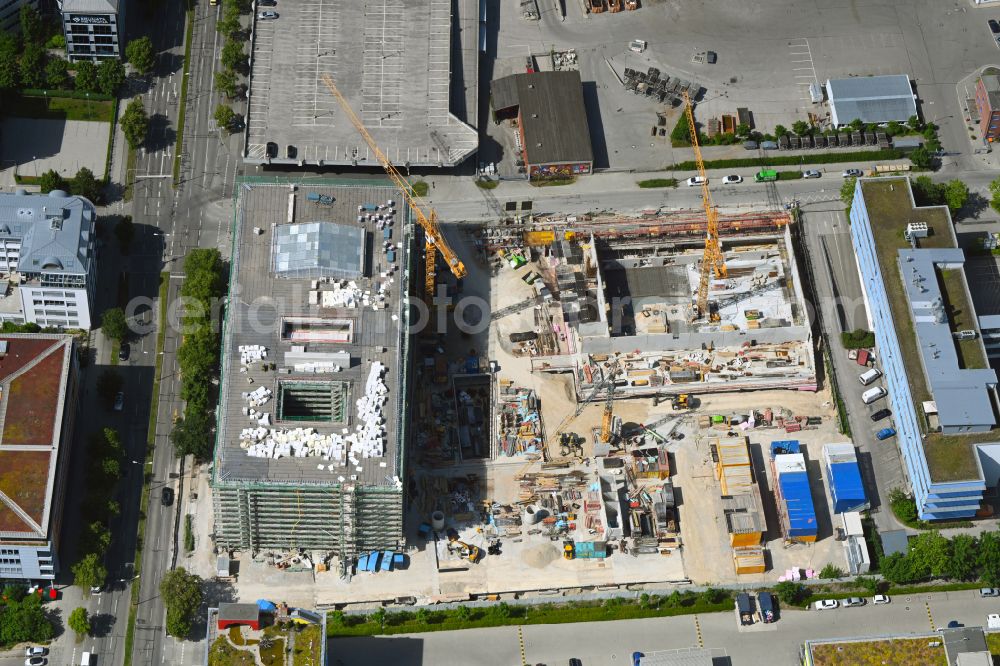Aerial image München - New construction site of the school building on Gmunder Strasse - Aidenbachstrasse in the district Obersendling in Munich in the state Bavaria, Germany