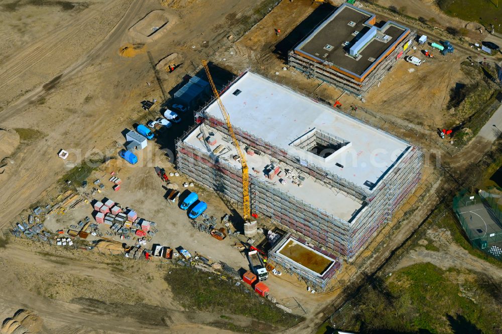 Aerial image Parchim - New construction site of the school building Goethe-Regionalschule with on street Gneisenaustrasse in Parchim in the state Mecklenburg - Western Pomerania, Germany