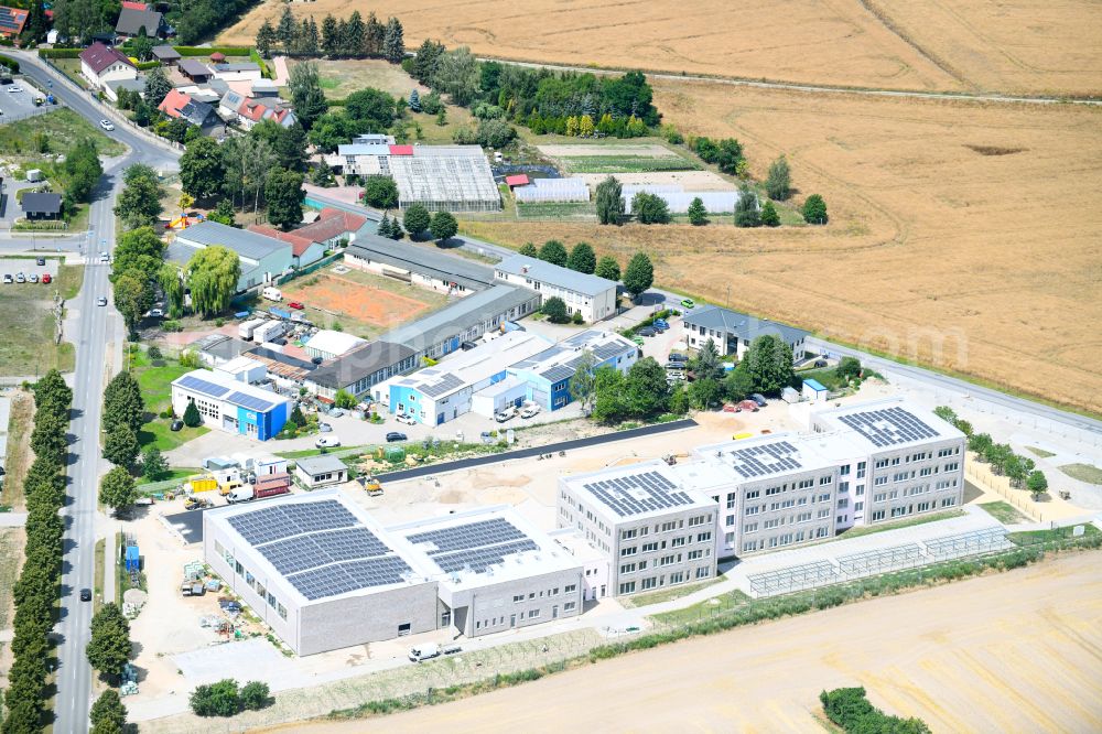 Aerial image Lindenberg - New construction site of the school building between Ahrensfelof Chaussee in Lindenberg in the state Brandenburg, Germany