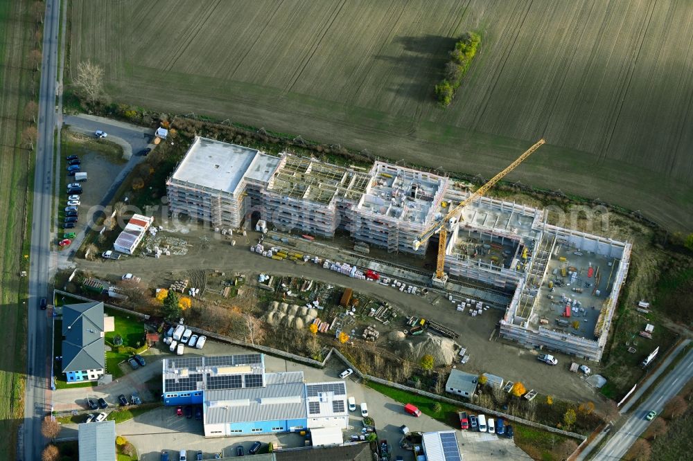 Aerial image Ahrensfelde - New construction site of the school building between Ahrensfelof Chaussee in the district Lindenberg in Ahrensfelde in the state Brandenburg, Germany