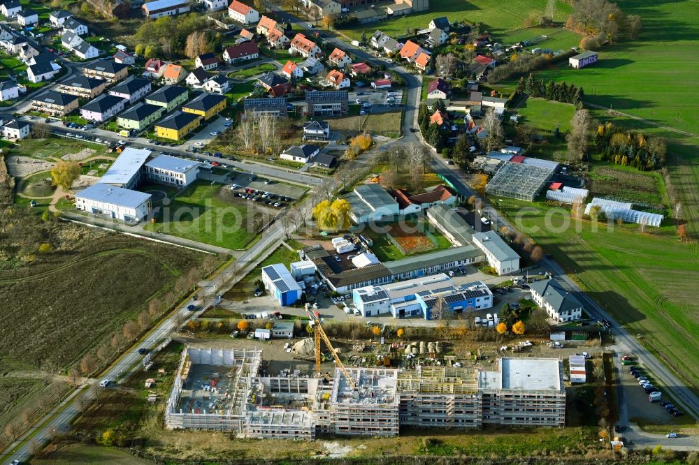 Aerial photograph Ahrensfelde - New construction site of the school building between Ahrensfelof Chaussee in the district Lindenberg in Ahrensfelde in the state Brandenburg, Germany
