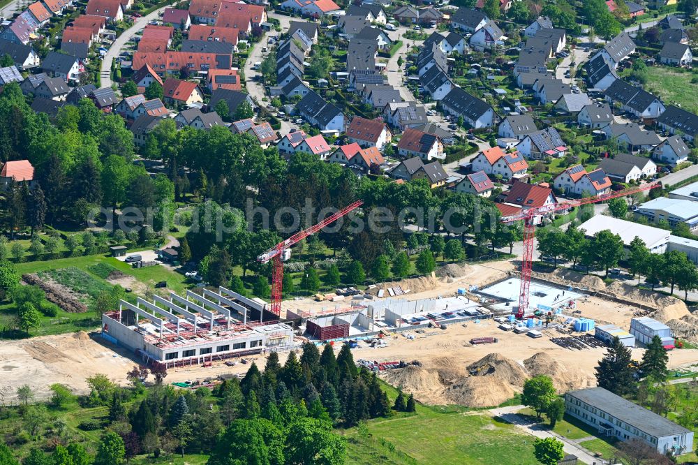 Aerial image Panketal - New construction site of the school building a primary school on street Schoenower Strasse - Elbestrasse in the district Zepernick in Panketal in the state Brandenburg, Germany