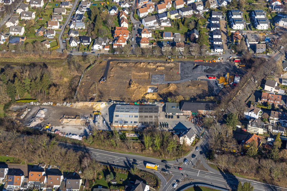 Unna from the bird's eye view: New construction site of the school building a primary school on street Hertingerstrasse in Unna at Ruhrgebiet in the state North Rhine-Westphalia, Germany