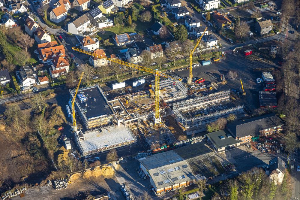 Aerial image Unna - New construction site of the school building a primary school on street Hertingerstrasse in Unna at Ruhrgebiet in the state North Rhine-Westphalia, Germany