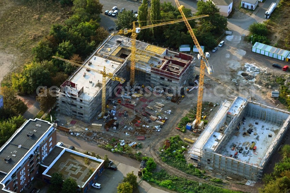 Magdeburg from above - New construction site of the school building Grundschule Wilhelm-Kobelt-Strasse in Magdeburg in the state Saxony-Anhalt, Germany