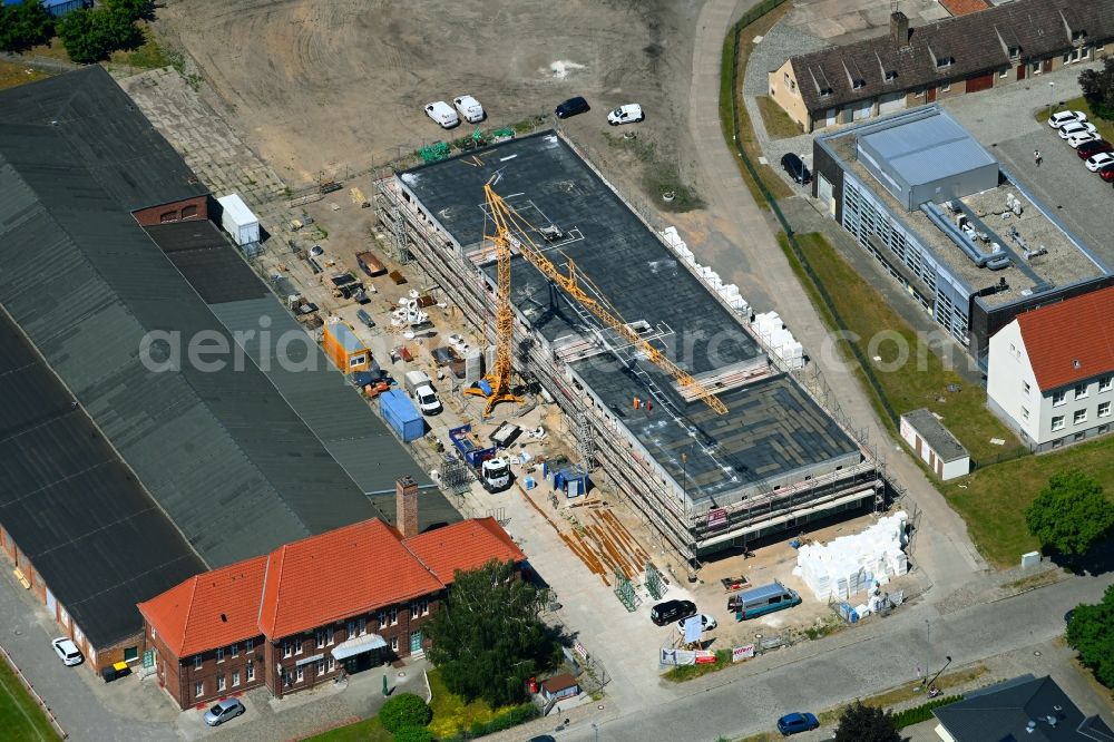 Hansestadt Stendal from above - New construction site of the school building on Haferbreiter Weg in Hansestadt Stendal in the state Saxony-Anhalt, Germany