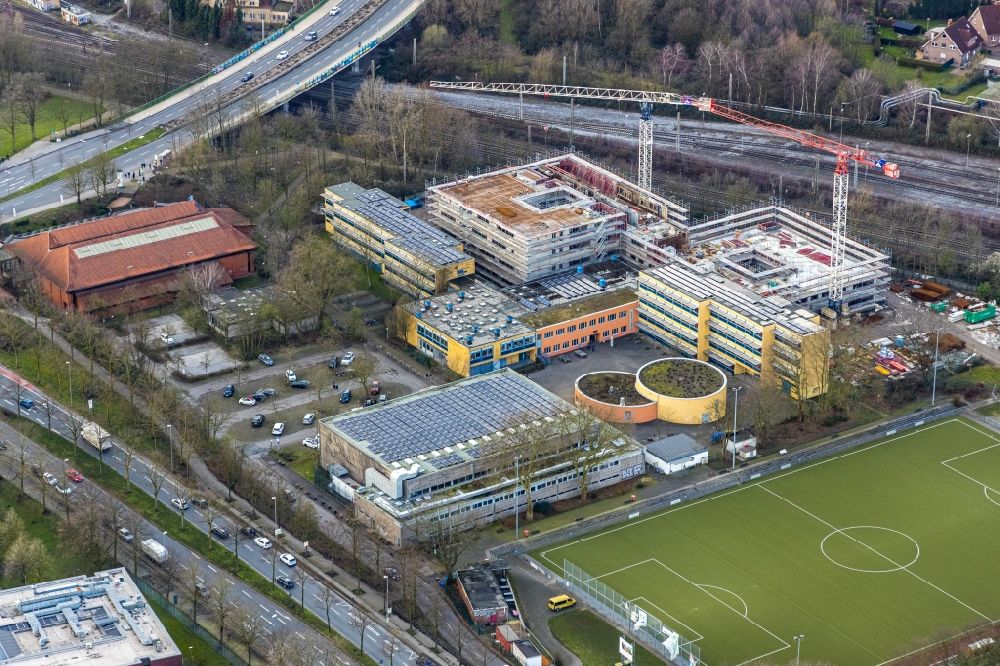 Aerial photograph Gladbeck - New construction site of the school building of Heisenberg Gymnasium on Konrad-Adenauer-Allee in Gladbeck in the state North Rhine-Westphalia, Germany