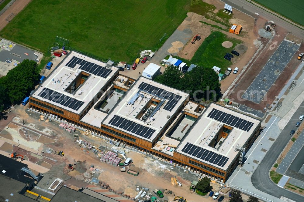 Aerial image Rinteln - New construction site of the school building einer IGS - Integrierten Gesamtschule on Paul-Erdniss-Strasse in Rinteln in the state Lower Saxony, Germany
