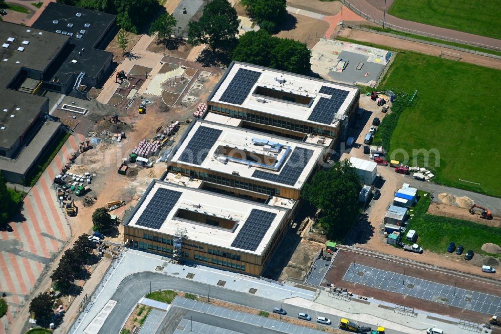 Aerial image Rinteln - New construction site of the school building einer IGS - Integrierten Gesamtschule on Paul-Erdniss-Strasse in Rinteln in the state Lower Saxony, Germany