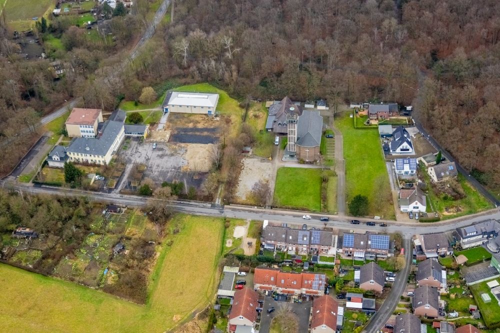 Aerial image Bergkamen - New construction site of the school building of Jahnschule on the former premises of the Burgschule in the district Oberaden in Bergkamen in the state North Rhine-Westphalia, Germany