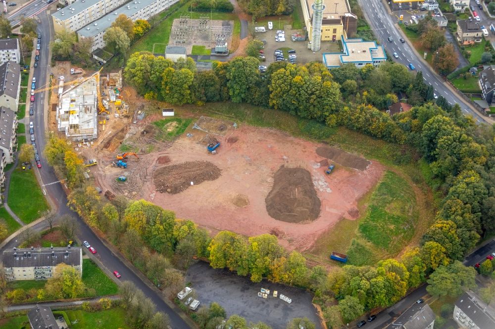 Aerial photograph Velbert - New construction site of the school building on Kastanienallee in Velbert in the state North Rhine-Westphalia, Germany