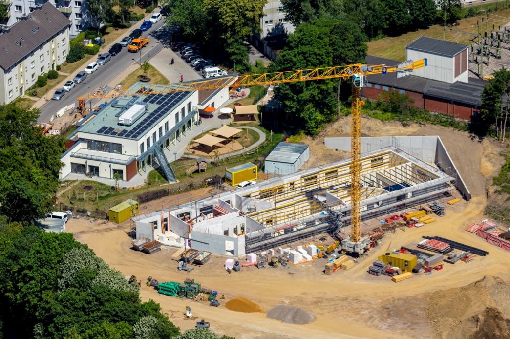 Velbert from the bird's eye view: New construction site of the school building on Kastanienallee in Velbert in the state North Rhine-Westphalia, Germany
