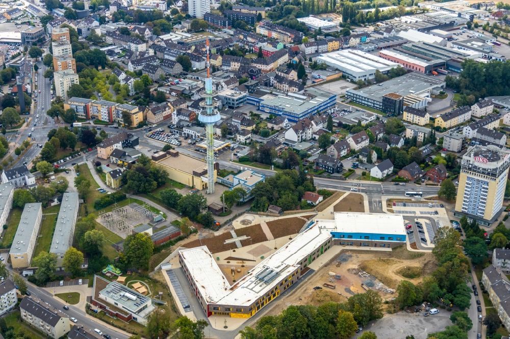 Velbert from above - New construction site of the school building on Kastanienallee in Velbert in the state North Rhine-Westphalia, Germany