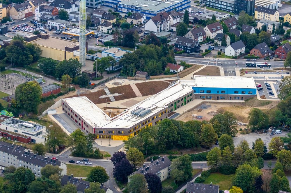 Aerial image Velbert - New construction site of the school building on Kastanienallee in Velbert in the state North Rhine-Westphalia, Germany