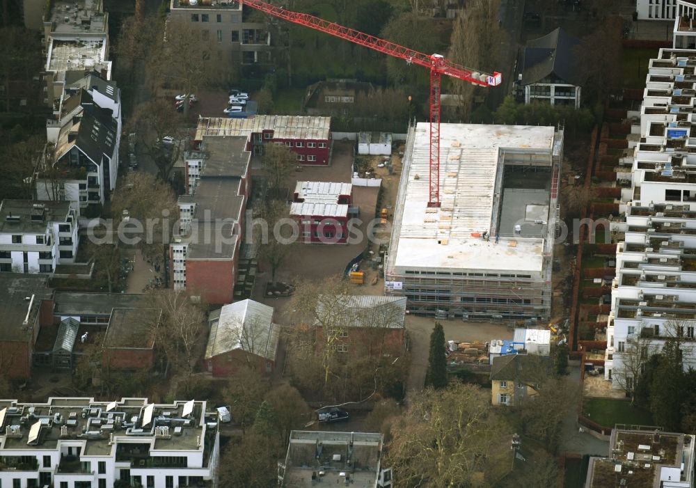 Aerial image Hamburg - New construction site of the school building on Klosterstieg in the district Harvestehude in Hamburg, Germany