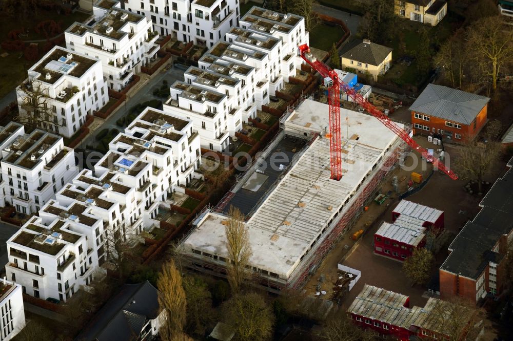 Aerial photograph Hamburg - New construction site of the school building on Klosterstieg in the district Harvestehude in Hamburg, Germany