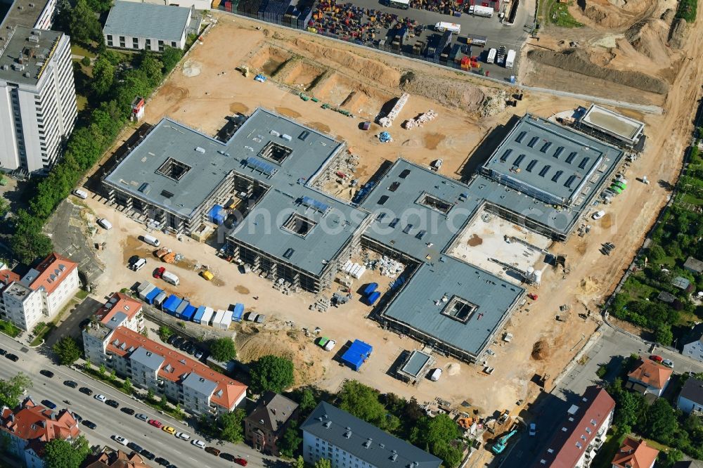 Aerial image Regensburg - New construction site of the school building of Kreuzschule on Pruefeninger Strasse in Regensburg in the state Bavaria, Germany
