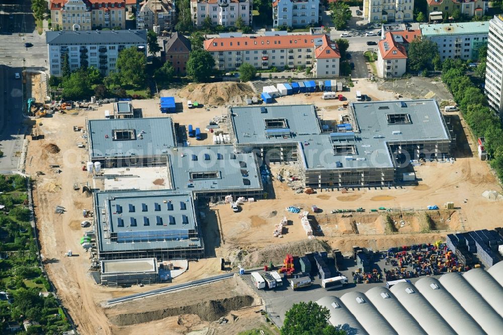 Regensburg from the bird's eye view: New construction site of the school building of Kreuzschule on Pruefeninger Strasse in Regensburg in the state Bavaria, Germany