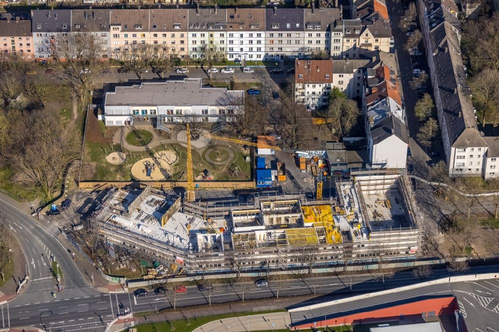 Dortmund from the bird's eye view: New construction site of the school building Lessingschule in Dortmund at Ruhrgebiet in the state North Rhine-Westphalia, Germany