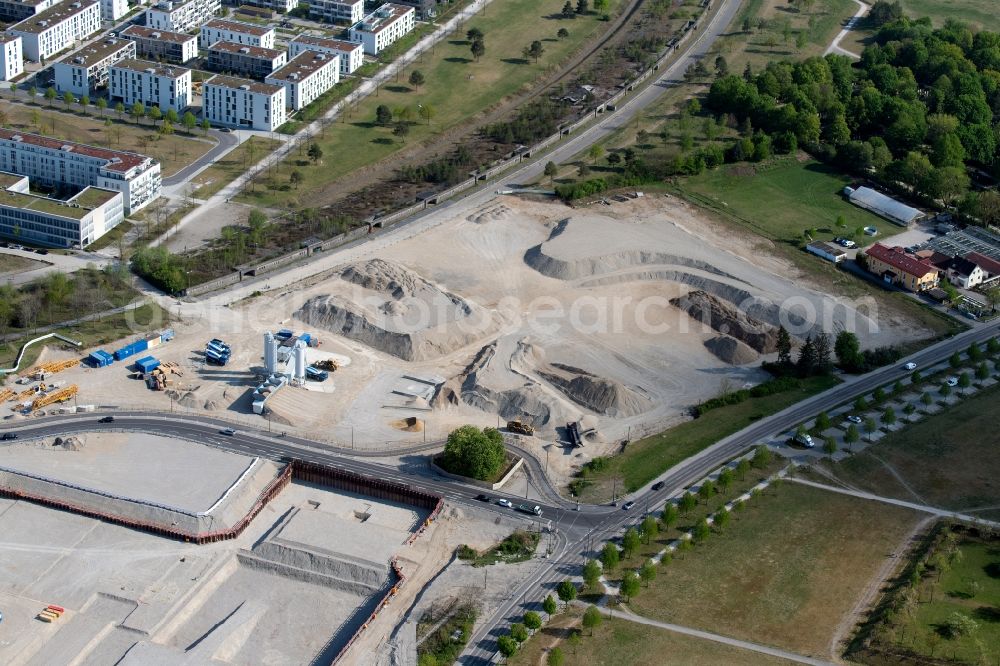 Aerial photograph München - New construction site of the school building on the new on Joseph-Wild-Strasse - Paul-Wassermann-Strasse - Werner-Eckert-Strasse - Am Mitterfeld in the district Trudering-Riem in Munich in the state Bavaria, Germany