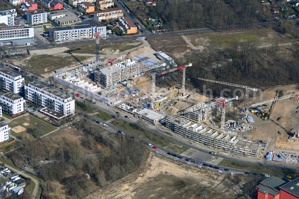 Aerial image Berlin - New construction site of the school building Rhenaniastrasse corner Daumstrasse in the district Haselhorst in Spandau in Berlin, Germany