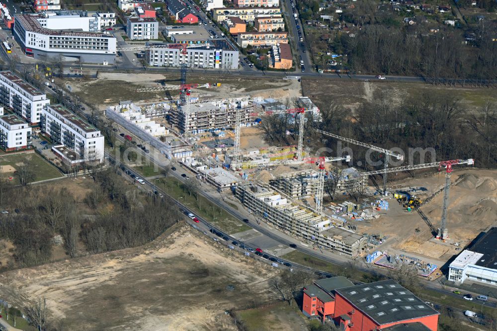Aerial image Berlin - New construction site of the school building Rhenaniastrasse corner Daumstrasse in the district Haselhorst in Spandau in Berlin, Germany