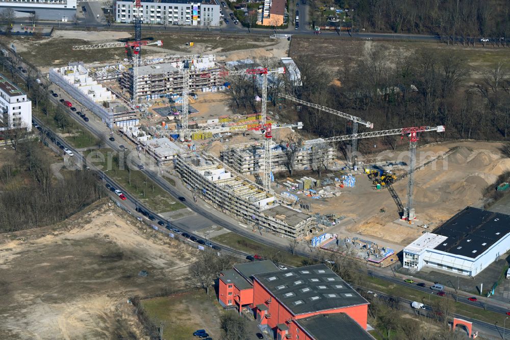 Aerial photograph Berlin - New construction site of the school building Rhenaniastrasse corner Daumstrasse in the district Haselhorst in Spandau in Berlin, Germany