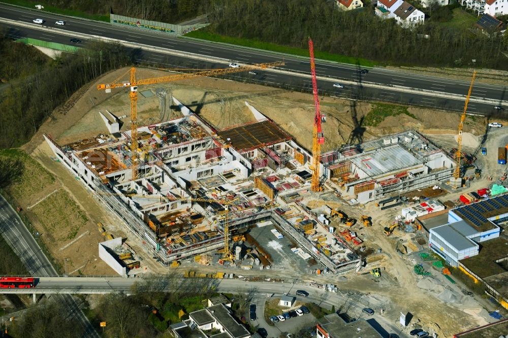 Aerial image Freiberg am Neckar - New construction site of the school building of Oscar-Paret-Schule in Freiberg am Neckar in the state Baden-Wurttemberg, Germany