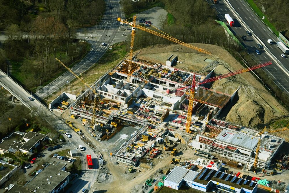 Aerial image Freiberg am Neckar - New construction site of the school building of Oscar-Paret-Schule in Freiberg am Neckar in the state Baden-Wurttemberg, Germany
