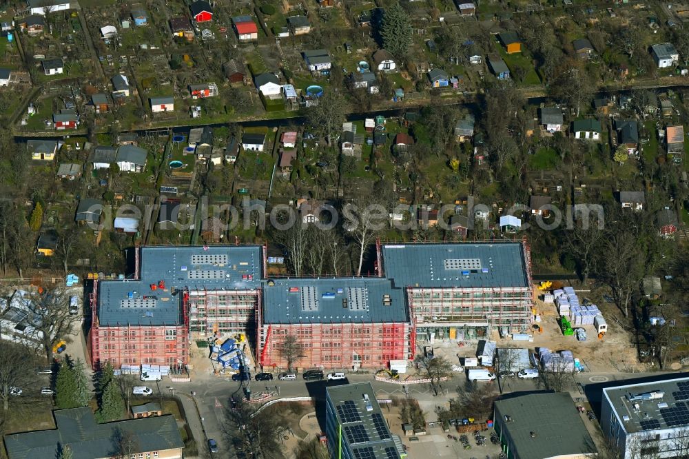 Berlin from above - New construction site of the school building Panke-Schule on Galenusstrasse in the district Pankow in Berlin, Germany