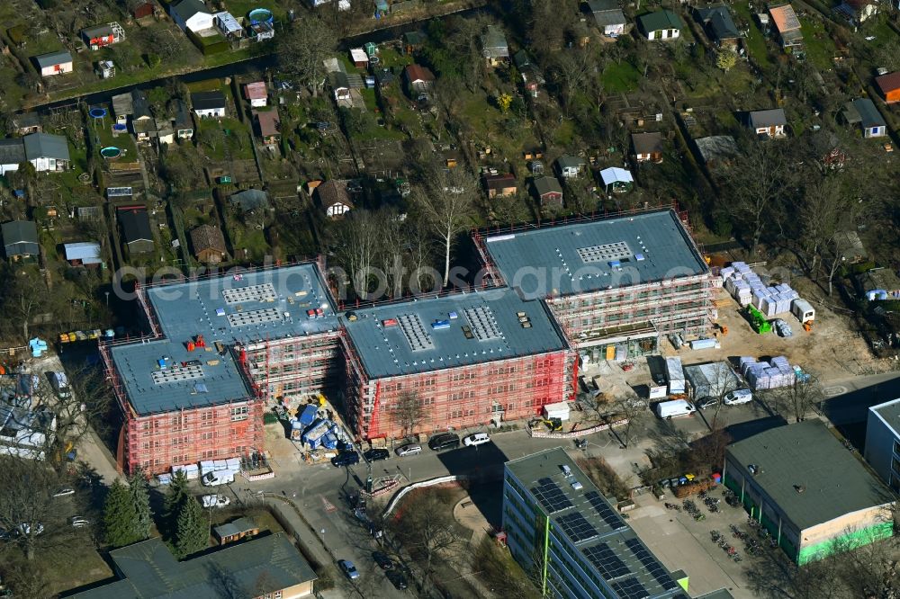 Aerial image Berlin - New construction site of the school building Panke-Schule on Galenusstrasse in the district Pankow in Berlin, Germany