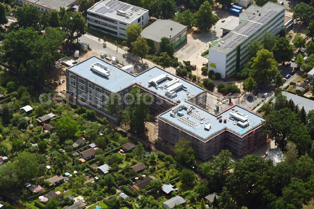 Berlin from above - New construction site of the school building Panke-Schule on Galenusstrasse in the district Pankow in Berlin, Germany