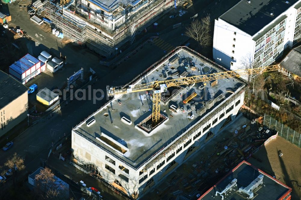 Aerial photograph Berlin - New construction site of the school building on Pufendorfstrasse in Berlin, Germany
