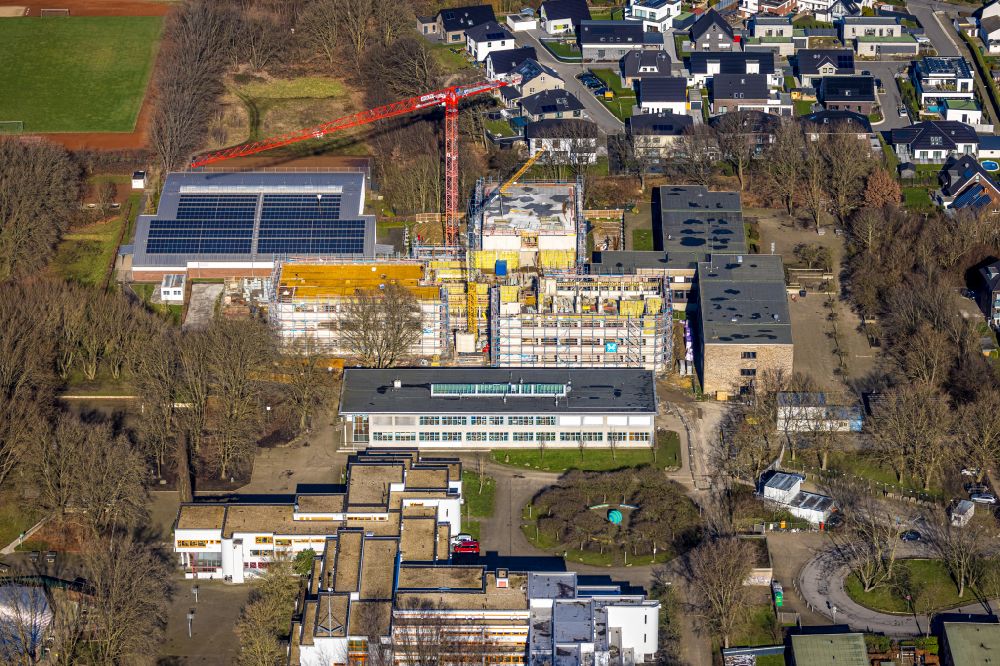 Lünen from above - New construction site of the school building Realschule Luenen-Altluenen on street Rudolph-Nagell-Strasse in Luenen at Ruhrgebiet in the state North Rhine-Westphalia, Germany