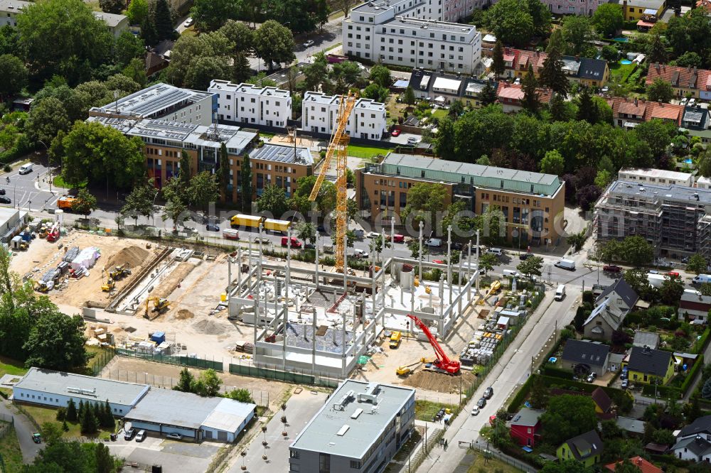 Aerial image Berlin - New construction site of the school building on Rennbahnstrasse in the district Weissensee in Berlin, Germany