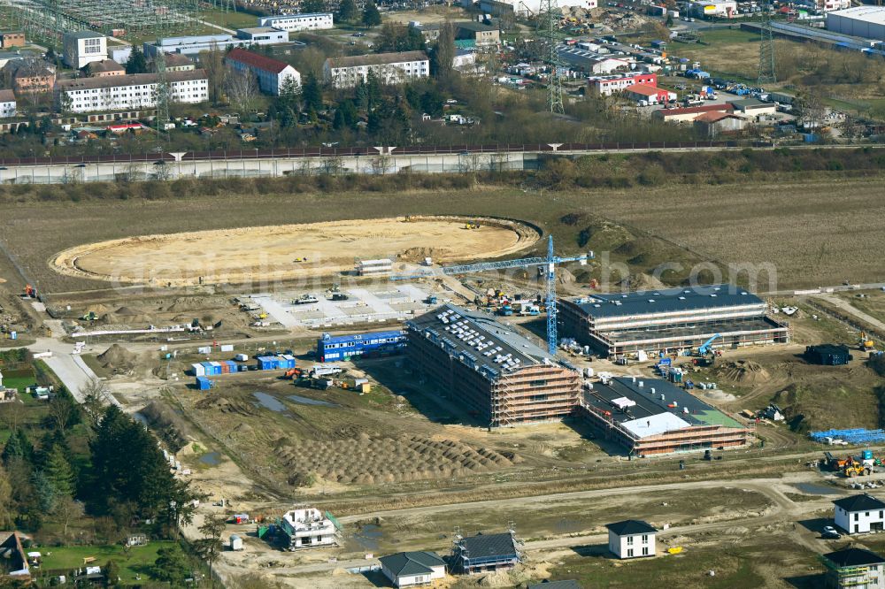 Aerial image Neuenhagen - New construction site of the school building Schulcampus Gruscheweg in Neuenhagen in the state Brandenburg, Germany