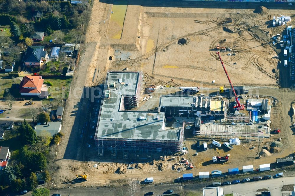 Berlin from the bird's eye view: New construction site of the school building An of Schule in the district Mahlsdorf in Berlin, Germany