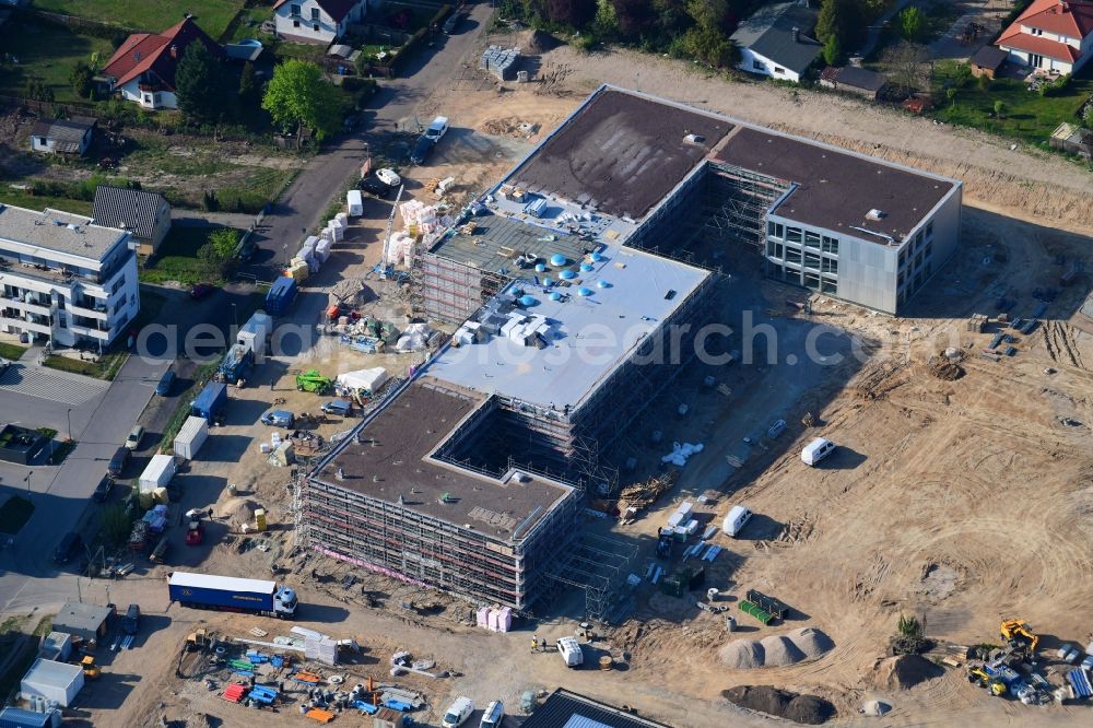 Aerial image Berlin - New construction site of the school building An of Schule in the district Mahlsdorf in Berlin, Germany