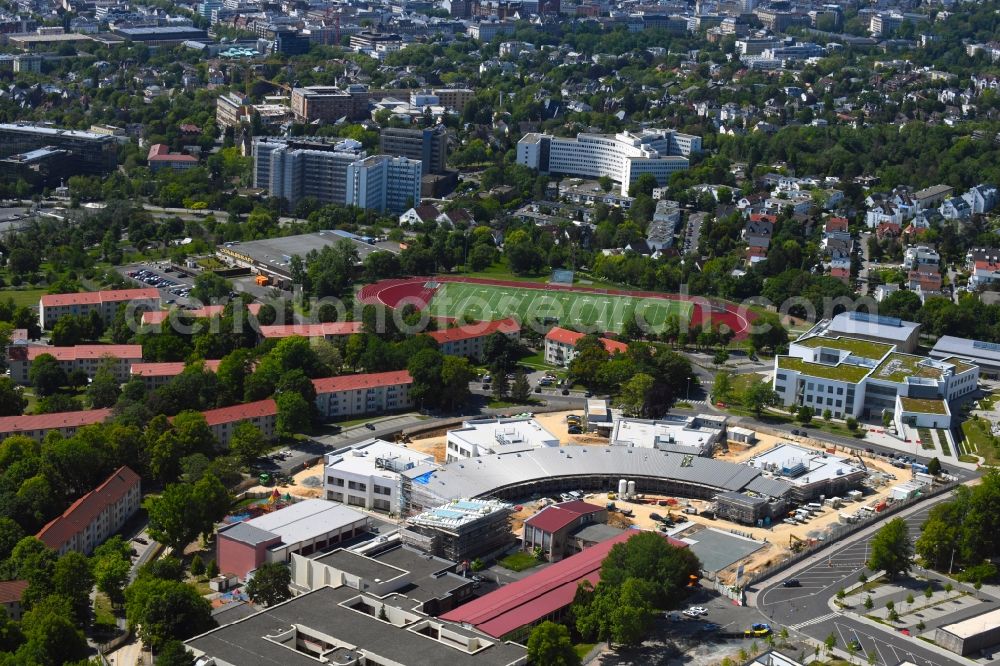 Aerial image Wiesbaden - New construction site of the school building on Virginiastrasse in Wiesbaden in the state Hesse, Germany