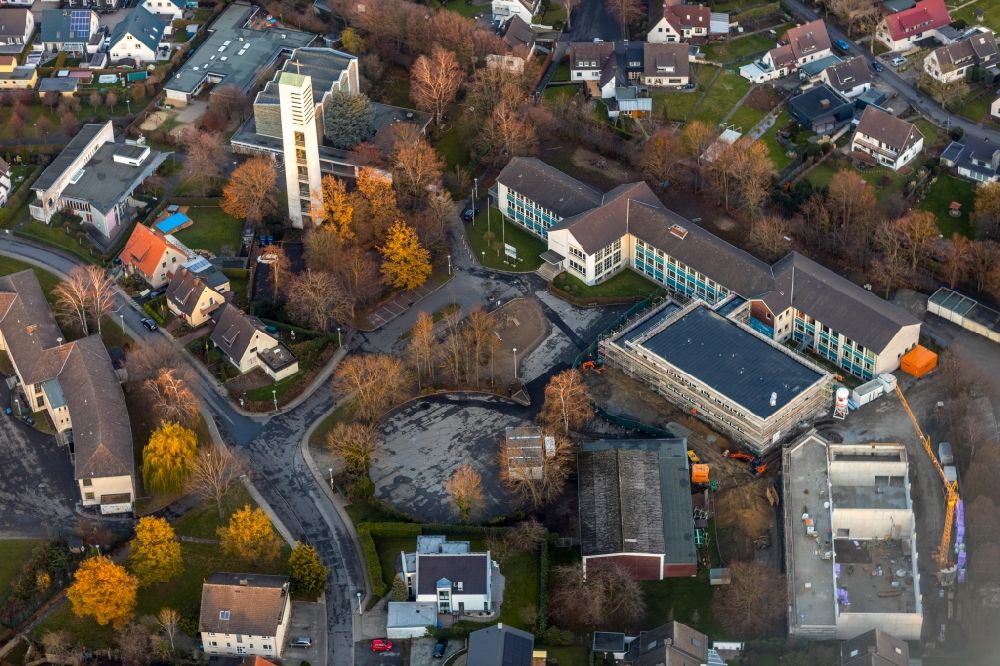 Werl from above - New construction site of the school building on Walburgisschule on street Paul-Gerhardt-Strasse in Werl in the state North Rhine-Westphalia, Germany