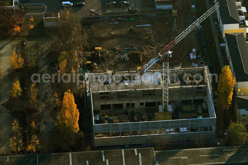 Berlin from above - Construction site for the new sports hall Agnethastrasse - Bjoernweg in the district Hohenschoenhausen in Berlin, Germany