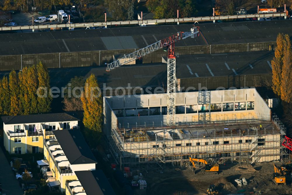 Aerial image Berlin - Construction site for the new sports hall Agnethastrasse - Bjoernweg in the district Hohenschoenhausen in Berlin, Germany
