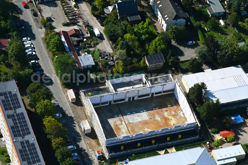 Aerial image Biesenthal - Construction site for the new sports hall on street Schuetzenstrasse in Biesenthal in the state Brandenburg, Germany
