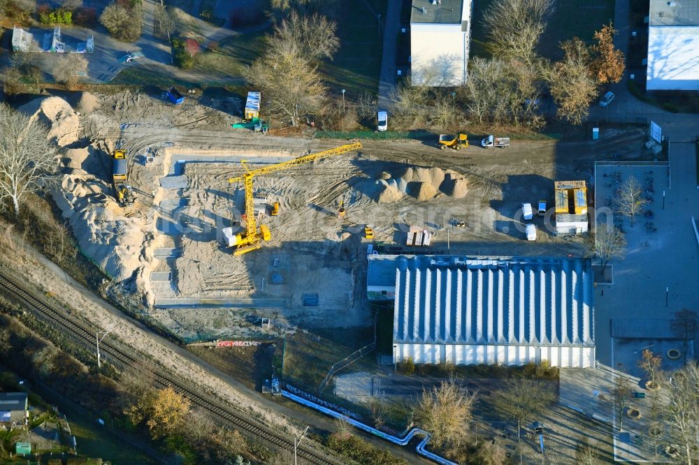 Aerial photograph Potsdam - Construction site for the new sports hall on Haeckelstrasse in the district Potsdam West in Potsdam in the state Brandenburg, Germany